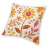 Retro Orange Groovy Flowers Square Pillowcase Polyester Linen Velvet Printed Zip Decor Throw Pillow Case Room Cushion Case 18"