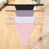 FINETOO 4Pcs/set Women Cotton Thongs Adjustable Waistband Underwear Low-Rise Sexy G-string Panties Ladies Soft Bikini Underpants