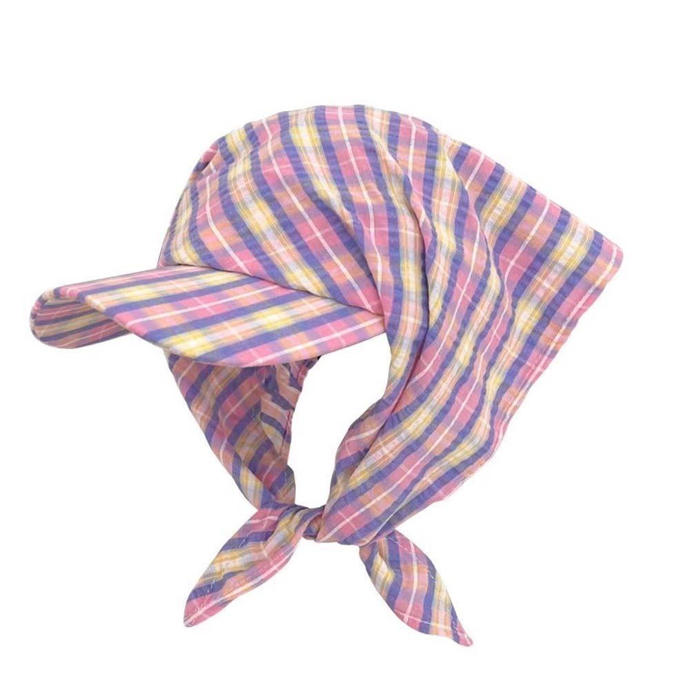 Plaid Scarf Peaked Cap Korean Style Strappy Bandana Cap Driving Triangle Headscarf Hat Outdoor