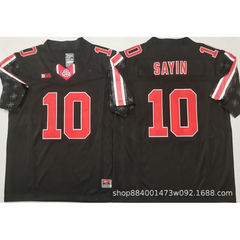 Mens Ohio State Buckeyes Rugby Jersey Training Shirt Cotton Blend Embroidered Football Uniform College Team Practice