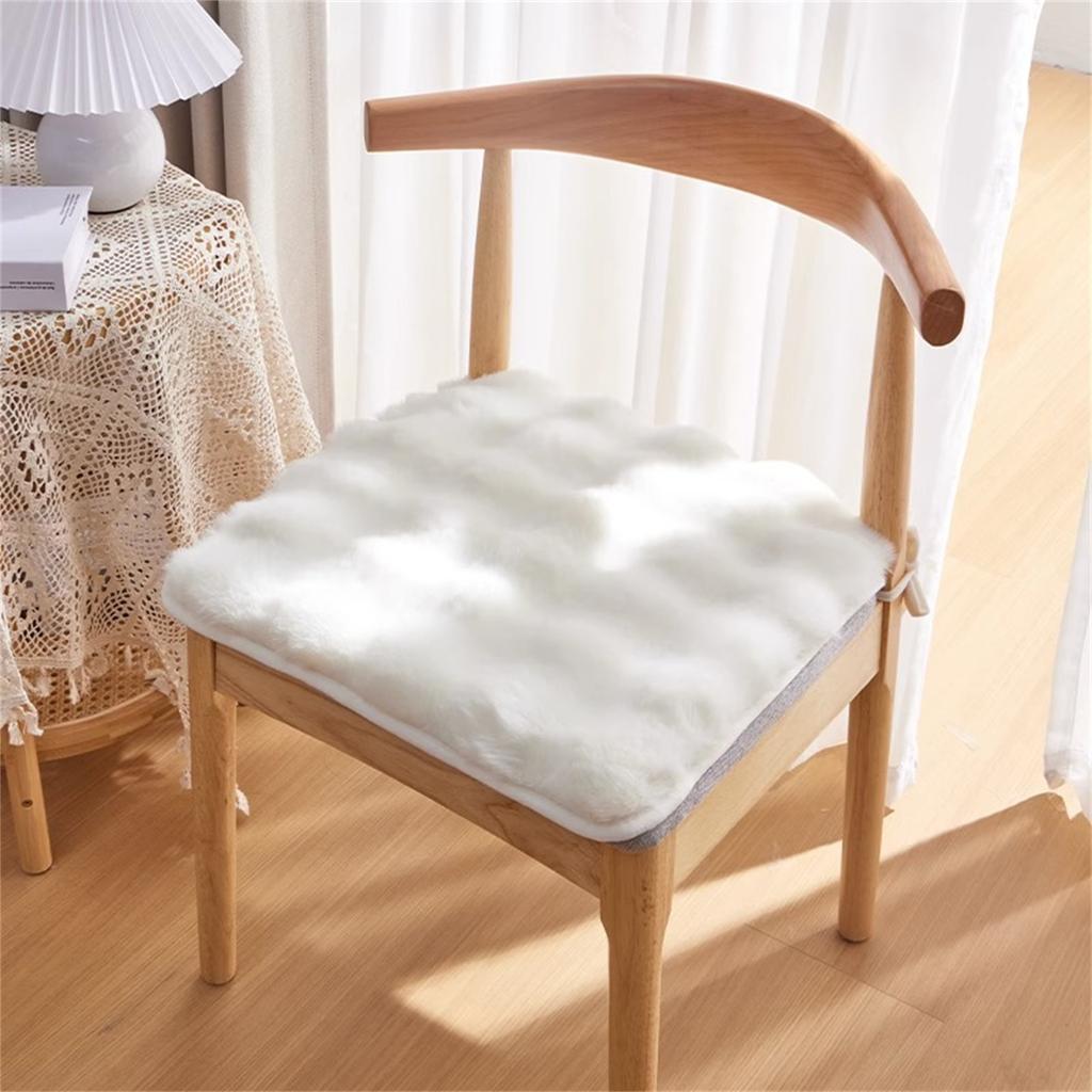 Square Soft Chair Pad Furry Plush Seat Cushion Warm Seat Pillow Pads Kitchen Dining Sofa Armchair Wheelchair Chair Cover