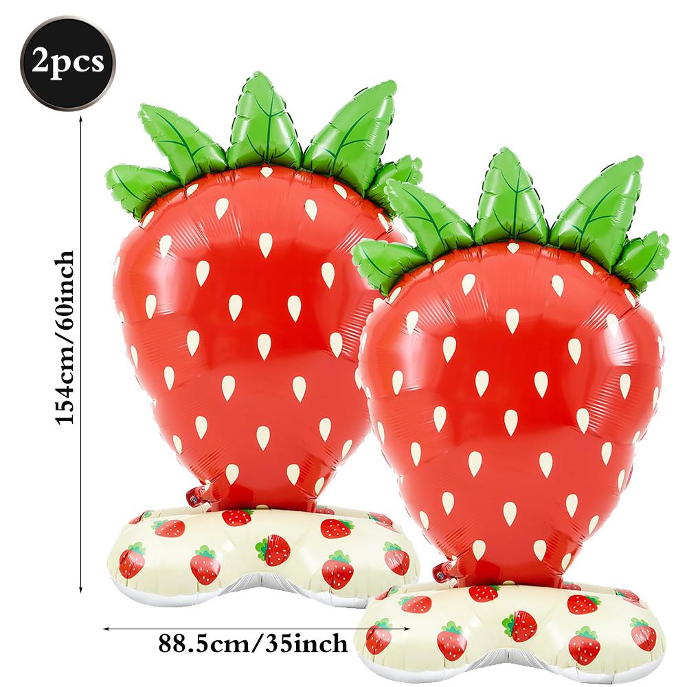 2Pcs Giant Tropical Fruit Foil Balloon Standing Pineapple Watermelon Strawberry Balloon Coconut Tree Aloha Beach Party Supplies