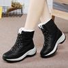 Зимние сапоги, плюшевые теплые ботильоны, женская утепленная обувь из хлопка среднего размера на шнуровке, нескользящая обувь