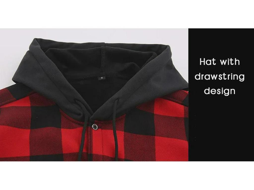 Plus Velvet Hooded Plaid Men's Long Sleeve Shirt - Large Size, Warm Casual Wear for Autumn/Winter 2025