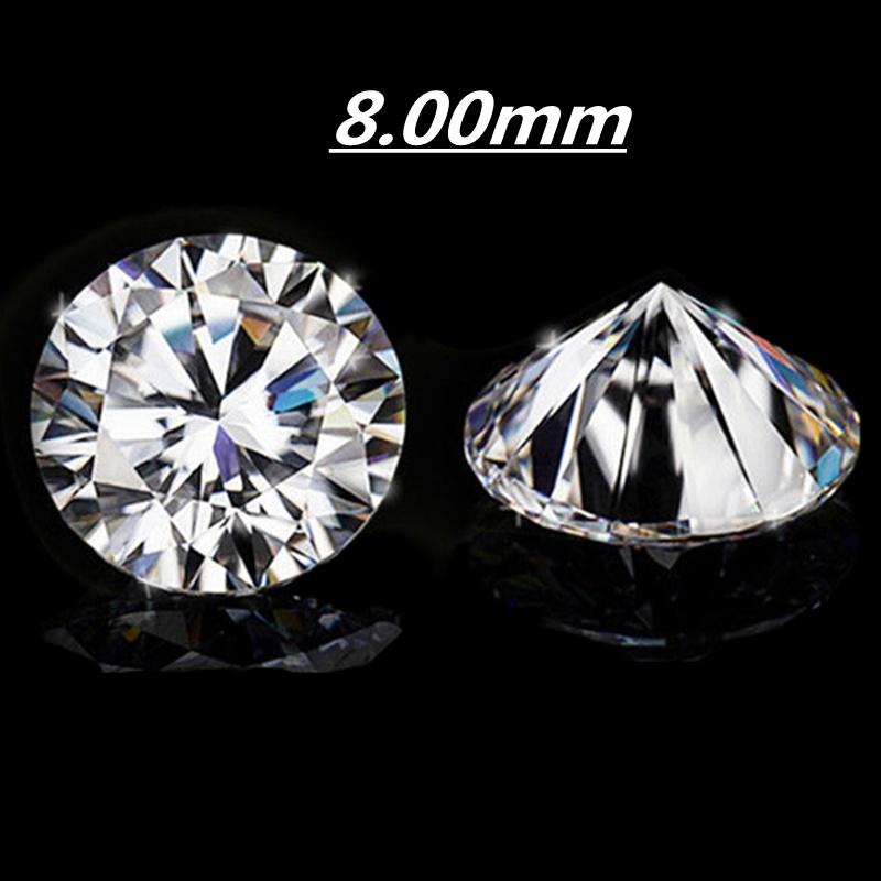 Round Brilliant Cut 5.0mm (0.5 Ct) To 8.0mm (2 Ct) D Color Moissanites Loose Stone Diamond Ring Jewelry Bracelet Material High Quality