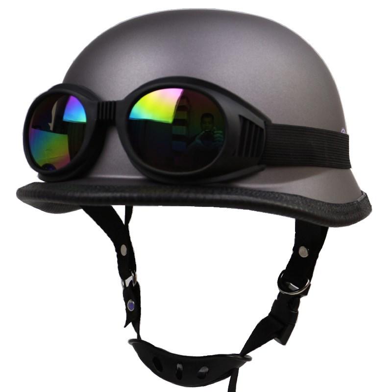 Retro DOT-Certified Half Motorcycle Helmet with Goggles for Outdoor Riding