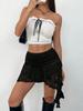 Women's Y2K Lace Mini Skirt Low Rise Pleated Ruffle Asymmetric Layered Fairy Skirt