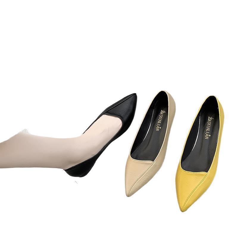 Туфли на плоской подошве женские 2025 года, ранняя весна, новые остроносые туфли на плоской подошве Doudou, интернет-знаменитости, мягкая кожа, мягкая подошва, универсальные женские туфли прилив