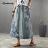 Японская мори девушка, весна-осень, женская джинсовая юбка трапециевидной формы с высокой талией, винтажная юбка с мультяшной аппликацией, элегантная рваная шикарная юбка