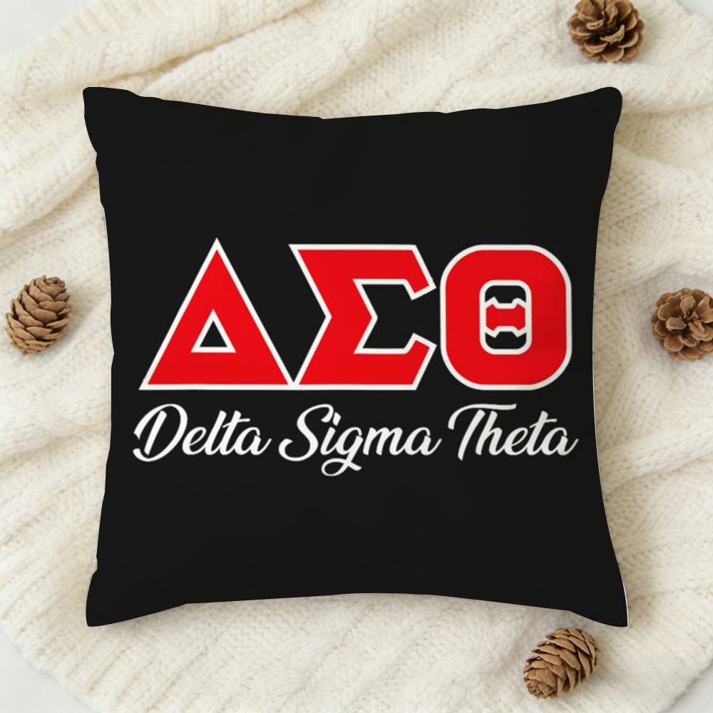 DDelta Sigma Theta Button Doublesided Printed Square Decorative Cushion Cover for Sofa Living Room Home Decor