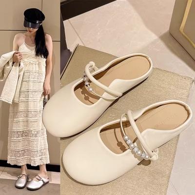 Баотоу полутапочки женские новые весенние носить на одном педале одинарные туфли женские нежные юбочные прохладные тапочки