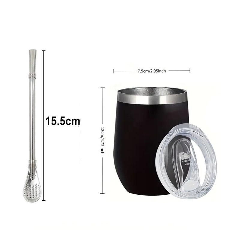 Yerba Mate Cup Set Stainless Steel Insulated Tumbler with Lid and Straw Double-Wall Mate Tea Cup Spoon for Hot and Cold Drinks