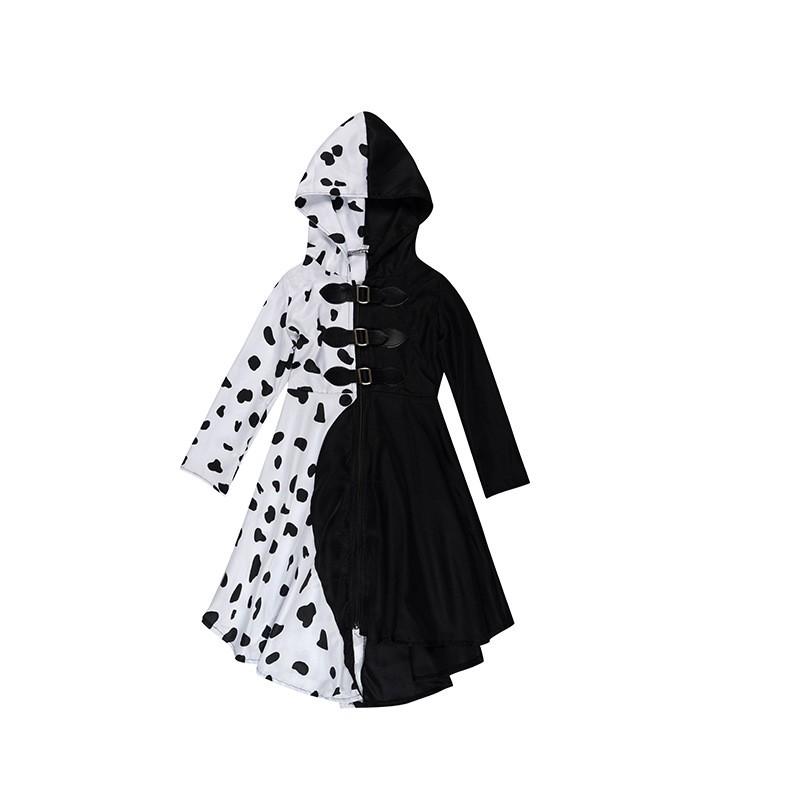 Cruella De Vil 101 Dalmatians Cosplay Dress Costume Set Halloween Party Role Play