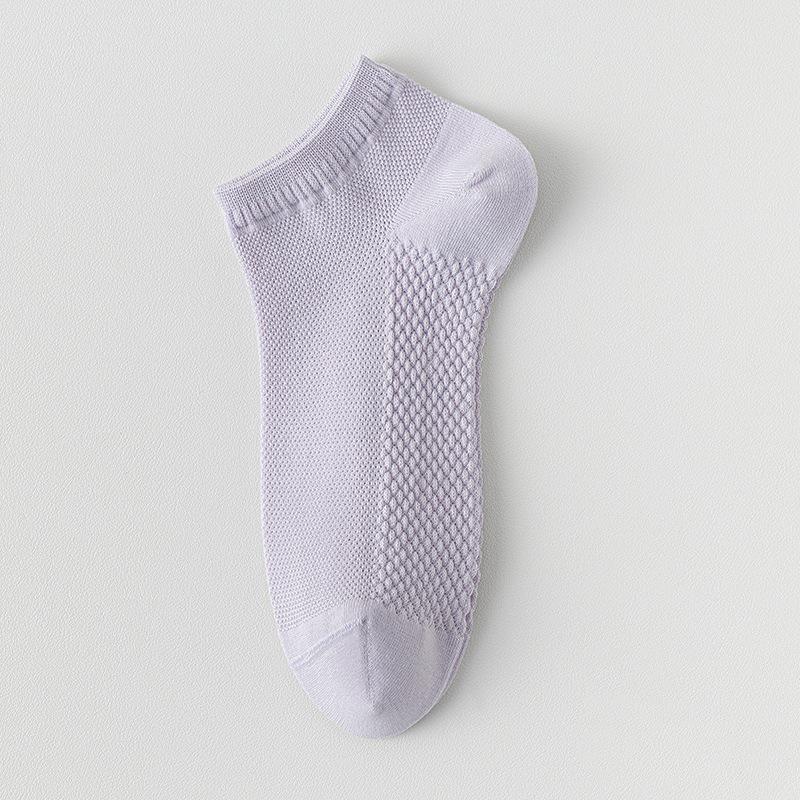 Женские носки-сеточка с низким вырезом для массажа - Антибактериальные, устойчивые к запаху, тонкие весенне-летние носки до щиколотки, универсального однотонного цвета для спорта.