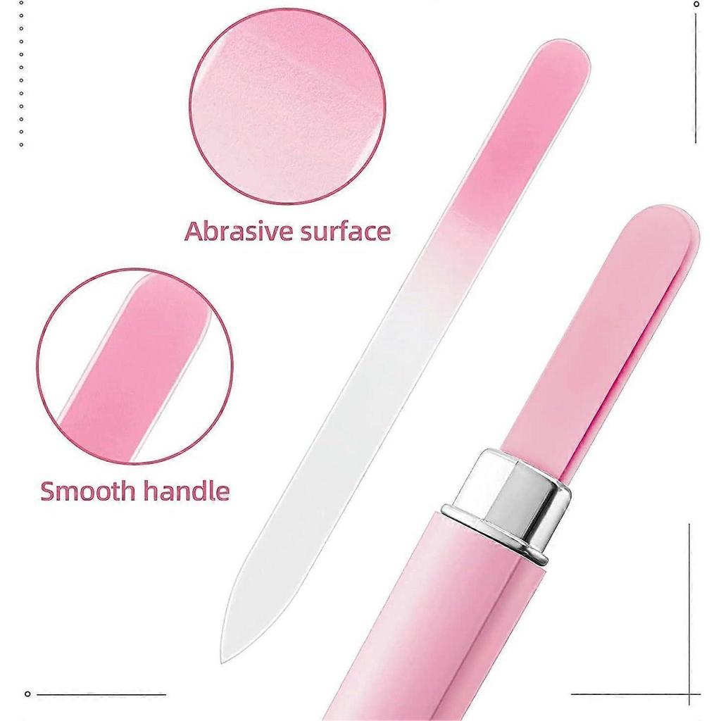 3 Pack Crystal Glass Nail File with Case,Crystal Nail File, Professional Salon