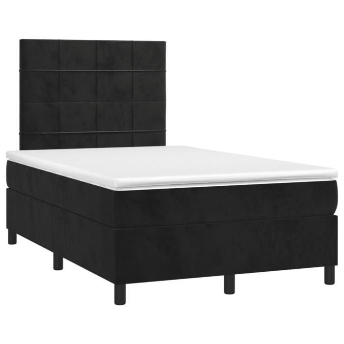 3143015 vidaXL Bed with Box Spring and Mattress Black 120x200 Cm Velvet