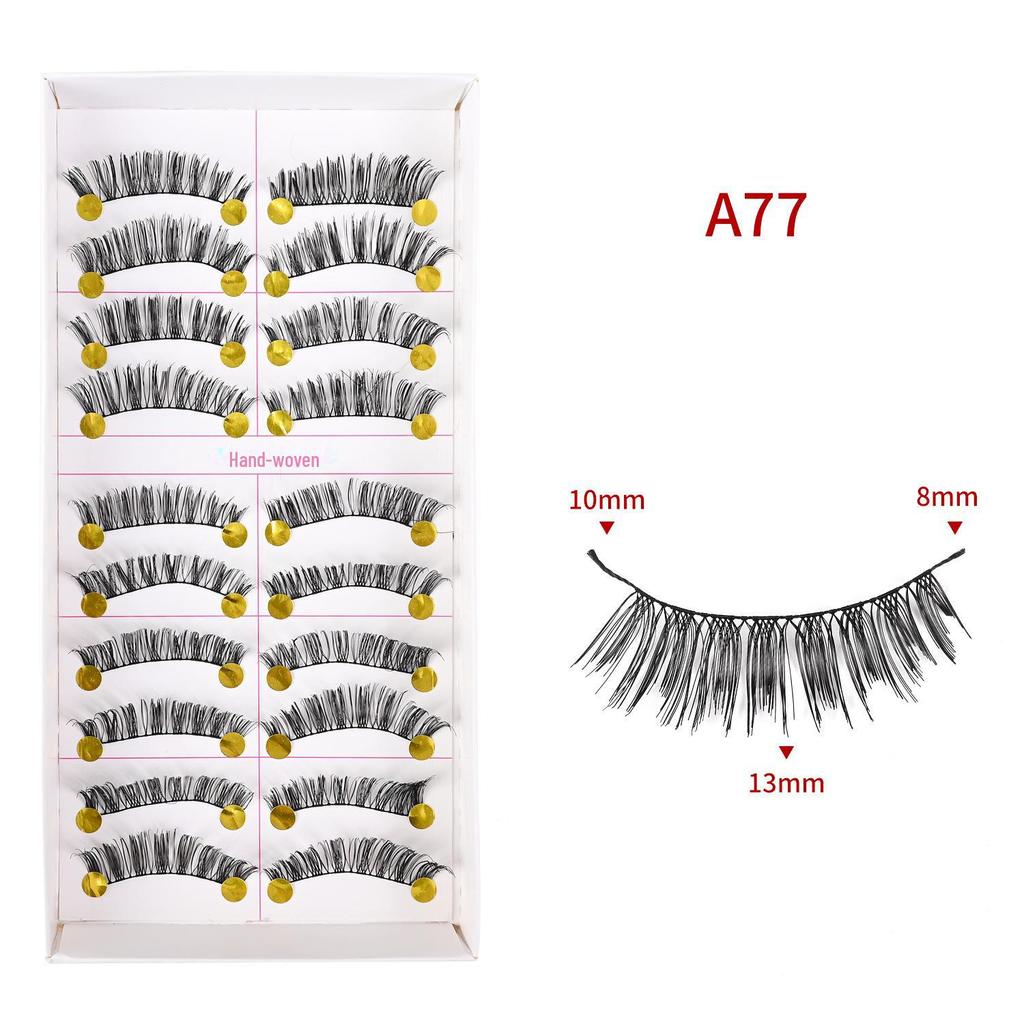 217 накладных ресниц ручной работы - 10 пар, натуральный стиль, перекрестный хлопковый стержень для сценического макияжа