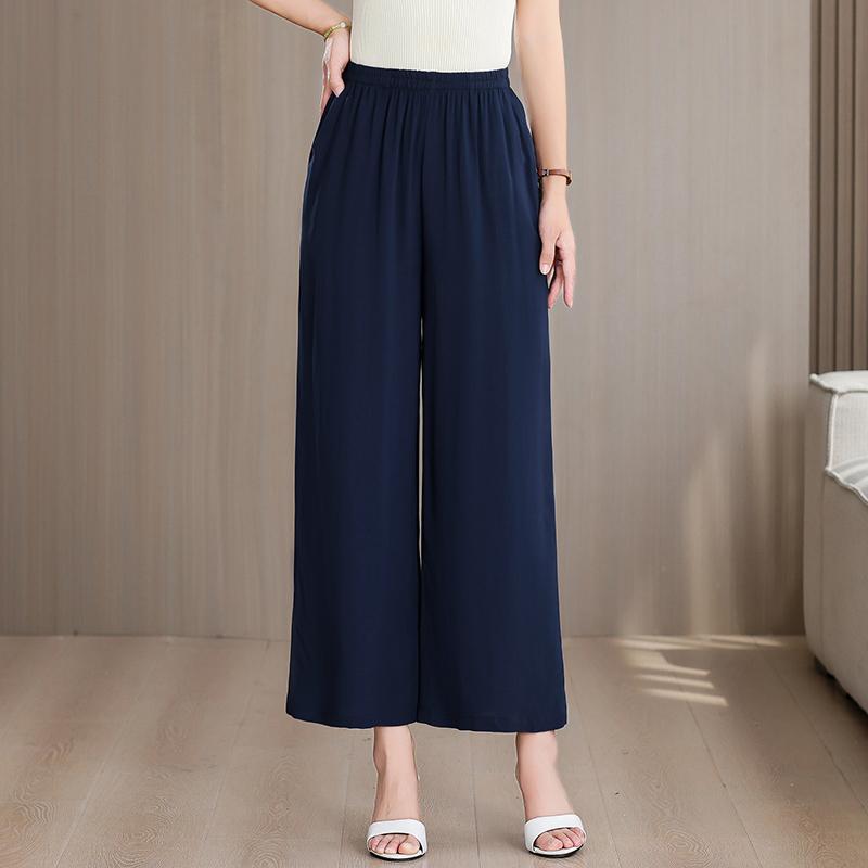 Большие размеры Летние женские брюки Высокая талия Свободная винтажная одежда Эластичный пояс Летние брюки