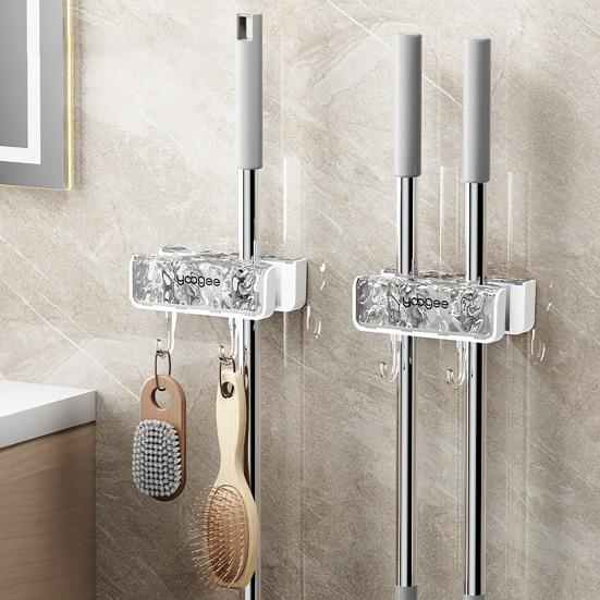 Держатель для швабры, двусторонний зажим для швабры, стойка для метлы без перфорации, компактный органайзер для ванной комнаты с крючком для дома