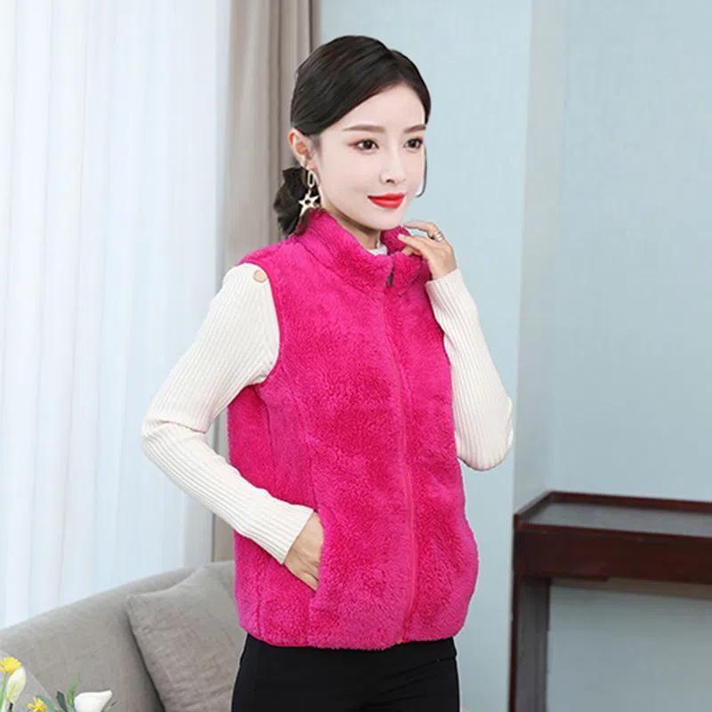 Women's Autumn and Winter Warm Hooded Thickened Loose Filled Cotton Vest Letter Printed Vests