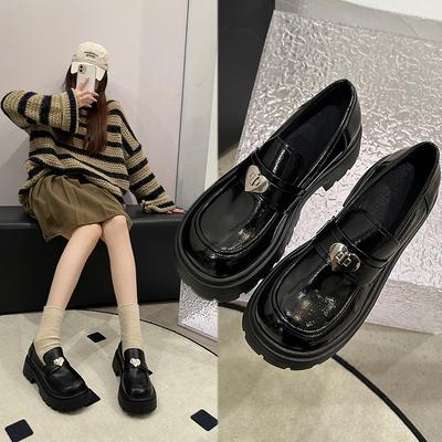 Повседневные черные туфли на одну ногу с толстой подошвой, кожаные туфли, женские весенние туфли в стиле ретро Le Fu, модные женские дышащие туфли