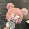 Knitted Baby Beanie Cap Rabbit Pullover Hats Bonnet Cute Girls Knitted Hat  Baby