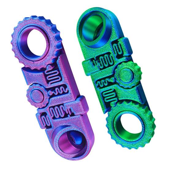 3D Printed Fidget Ring Toy Stress Anxiety Relief 5-in-1 Gear Spinner Sensory Toy Kids Adults Portable Travel Mindful Meditation Fingertip Spinning Toy