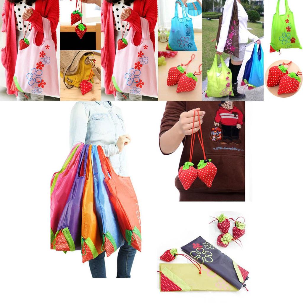 Эко Сумка для хранения Клубника Складные сумки для покупок ярких цветов для повседневного использования