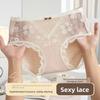 Women's Spring and Autumn Lace Stitching Breathable Cotton 10A Antibacterial File High Waist Underwear