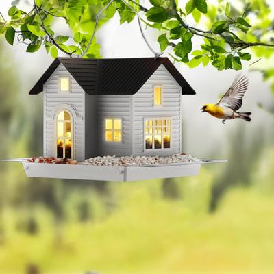 Кормушка для птиц, подвесной металлический домик для птиц, кормушка с солнечными лампами, уличный фонарь, декор для сада, уникальные подарки для мамы, бабушки, Рождество