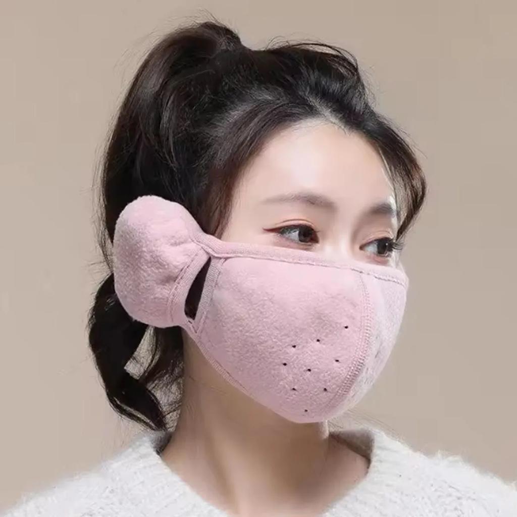 1pc-Winter Cycling Cold Mask for Men and Women Windproof and Ear Protection 2-in-1 Warm Cotton Thickened Earmuffs