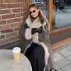 Faux Fur Long Trench Coat for Women Reversible Fuzzy Fleece Sherpa Lined Jackets Winter Furry Trimmed Casual Overcoat