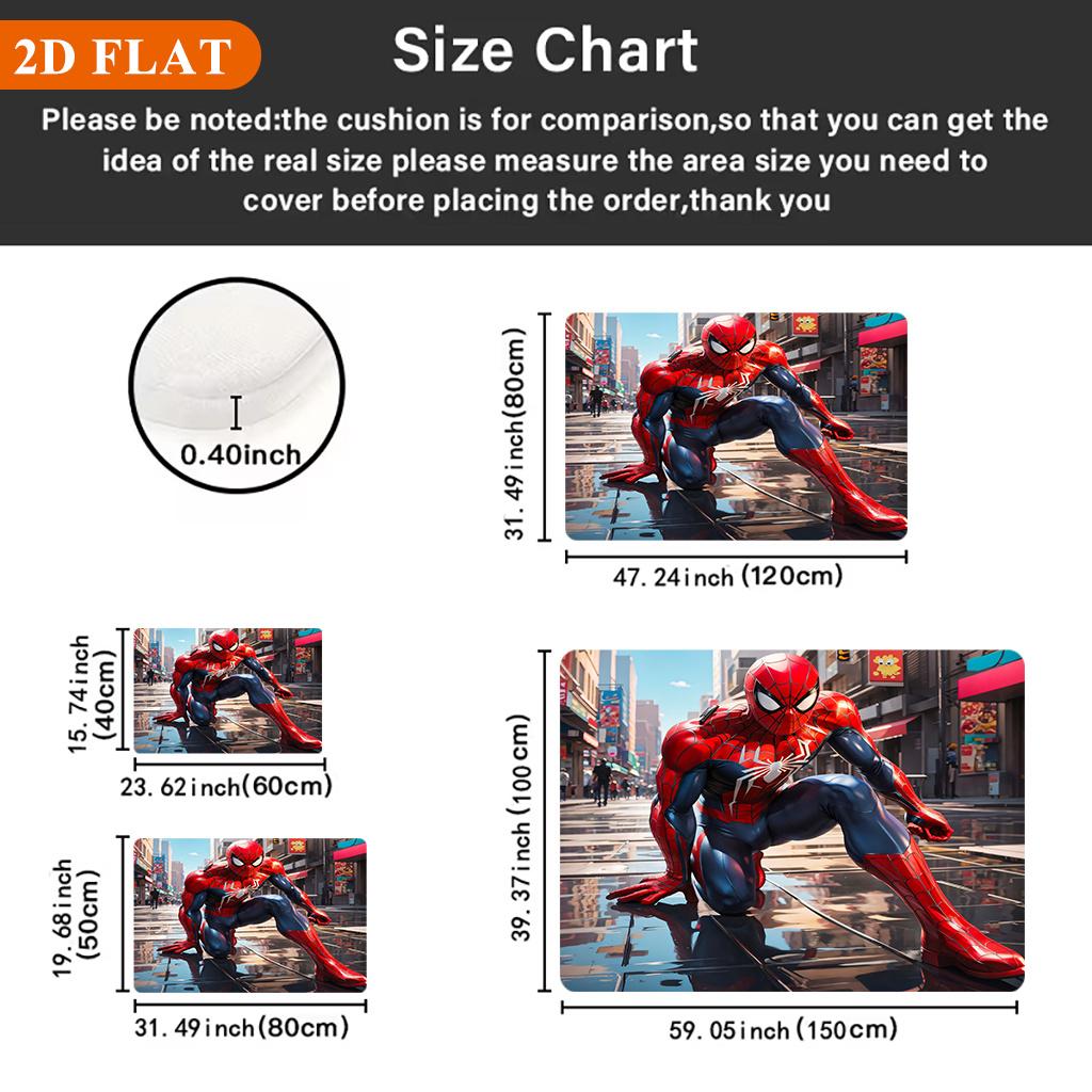 Bath Mat 1pc, Spider City Protector_1, MARVEL Flannel Rectangular Mat, Bathroom Non-Slip Entrance Mat, Fun Door Decoration Mat
