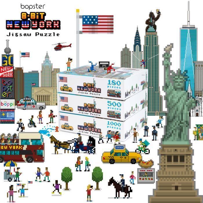 Puzzle - 8-bit Pixels New York - 500 Pièces - Architecture Et Monument - Niveau 2