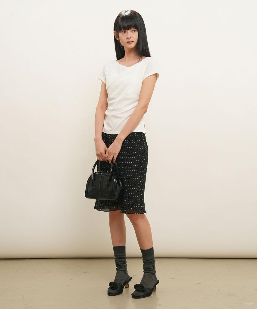 GENERALIDEA Drape Shirred Jersey Blouse [Off White] / Gf2Lts527