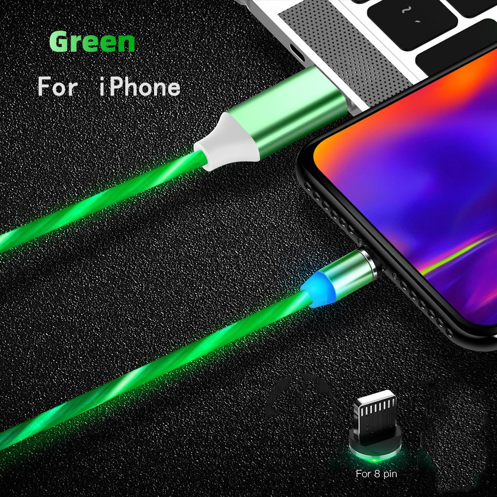 Магнитный светодиодный световой кабель Быстрая зарядка Магнит Micro USB Тип C Кабель светодиодный провод Шнур Type-C зарядное устройство