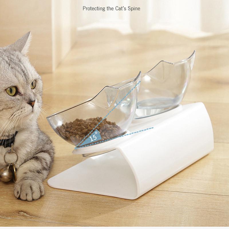 Миска для кошек, 1 шт., миска для кормления домашних животных, наклонная миска, зоотовары, миска для защиты шеи, двойная миска, миска для корма для домашних животных, миска для риса