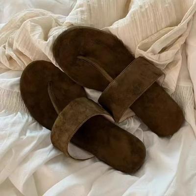 Версия из овчины~ Корейская версия замшевого носка со шлепанцами на плоской подошве женская одежда 2025 лето новые модные сандалии