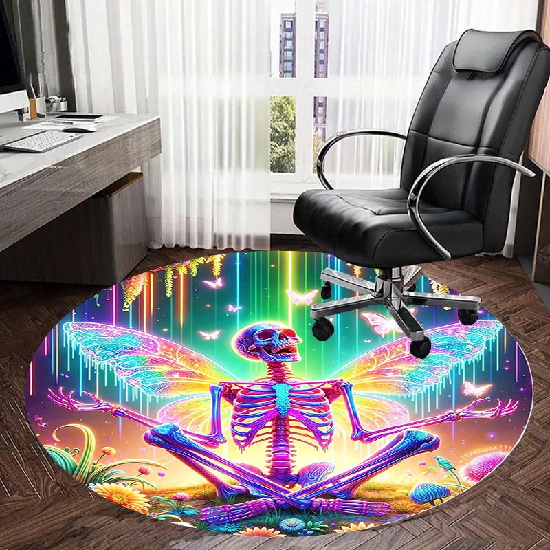 1pc Office Carpet Chair Mats Colorful Skeleton Butterfly Garden Perfect for Decorating Office Chairs, Living Rooms, Or Bedrooms
