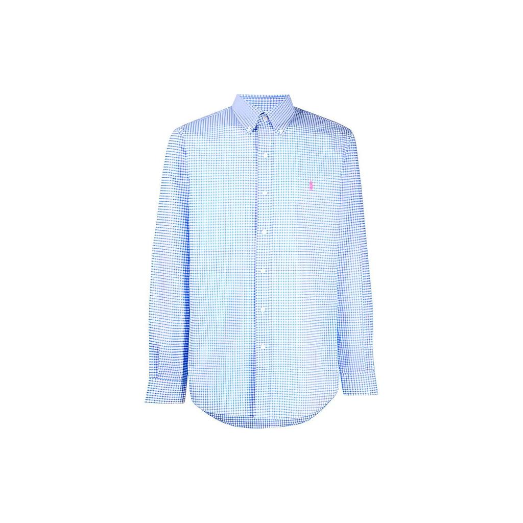 Polo Ralph Lauren FW21 Logo Embroidered Plaid Shirt Men Shirts Blue 710794610-003