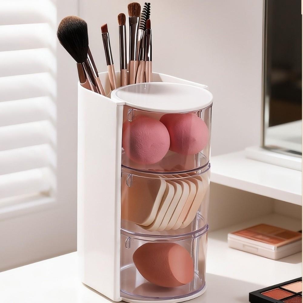 Transparent Makeup Brush Holder Rotating Hair Tie Organizer Jewelry Organizer Bathroom