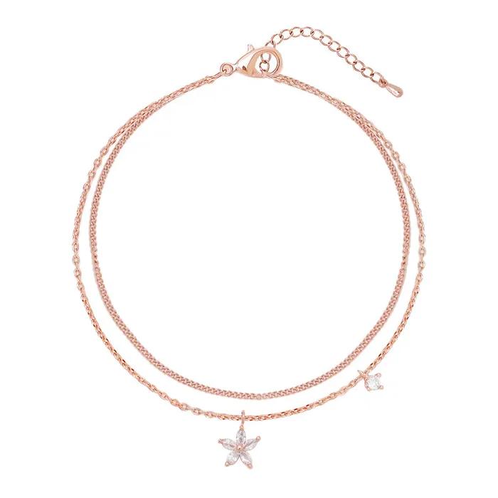 Twinkle Star BL253B1206 Женский браслет Звезда Цирконий Двухрядный Многослойный Розовая Цепь Браслет
