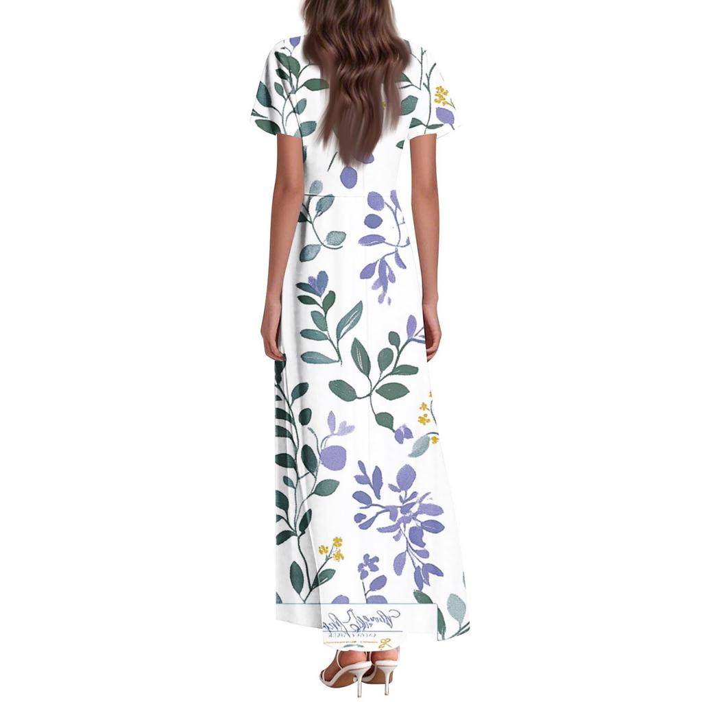 Женское летнее повседневное модное ретро-платье с цветочным принтом и коротким рукавом