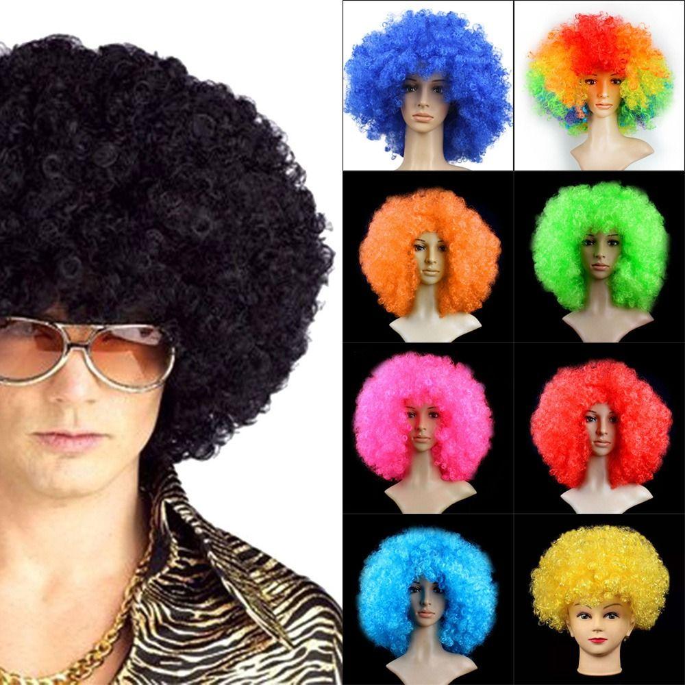 Clown Cosplay Football Fans Children/Adults Dressing Colorful Wigs Curly Hair Black Afro Curly Wig