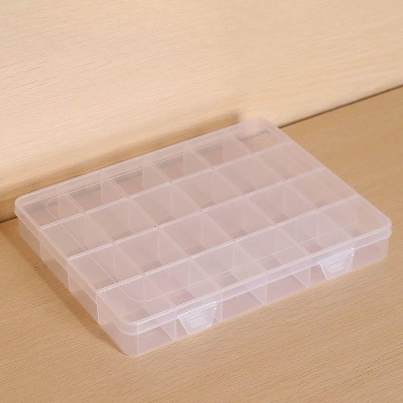 Large Capacity 12/24 Grids Storage Box With Card Slot For Beads Jewelry Accessories Organizer Transparent Plastic Organizer Case
