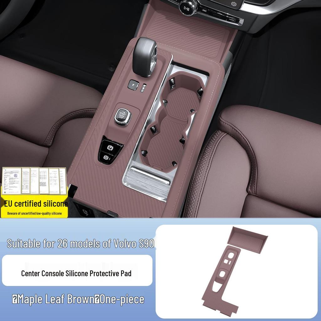 Volvo S90 2026 Center Console Silicone Mat with Wireless Charging and Cup Holder - Interior Upgrade.