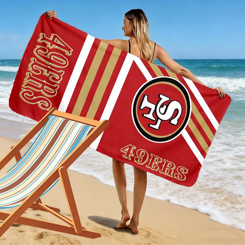 San Francisco 49ers Print Beach Towel, Large Soft Quick Dry Towel for Beach Camping Swimming