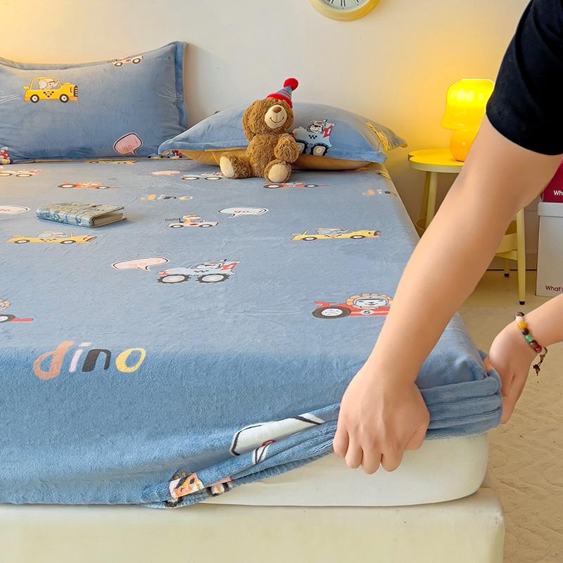 Простыня в мультяшном стиле, бархатное покрывало 120x200, зимняя простыня на резинке, приятная для кожи, простыни из постельного белья, драпа де литр (Нет наволочки)