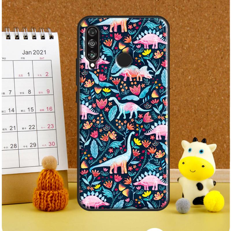 Cute Dino Dinosaur Case For Huawei Nova Y70 Y60 Y61 Y91 Y90 10 9 SE 5T 7i 8i 11i 11 P20 P40 Lite P30 Pro Cover