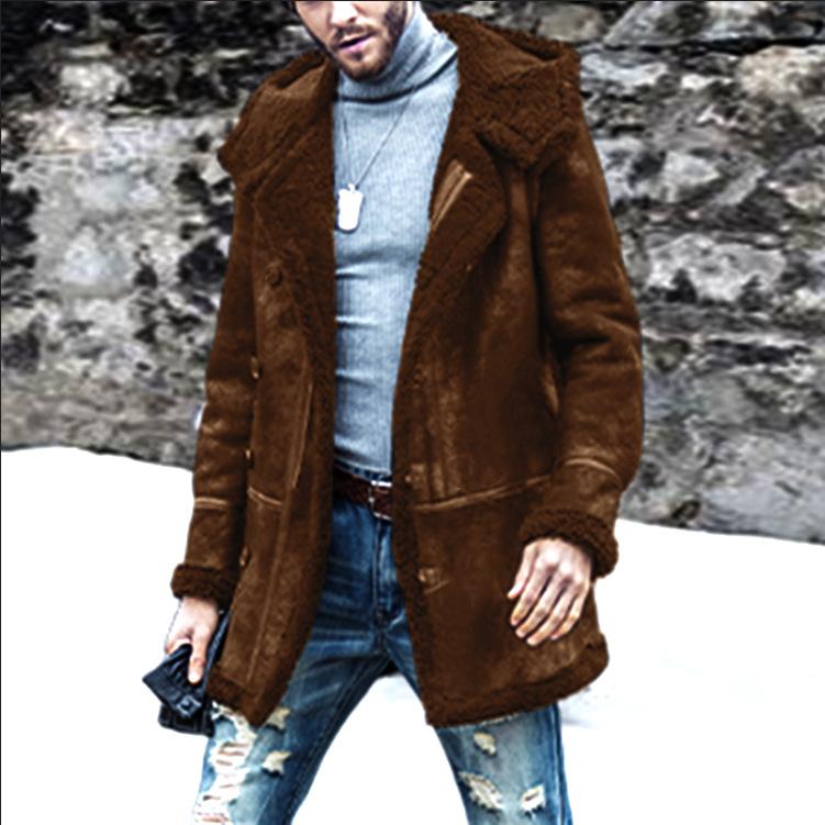 Зимнее новое мужское пальто из искусственной кожи и бархата, утолщенное пальто Independent Station Lamb Velvet
